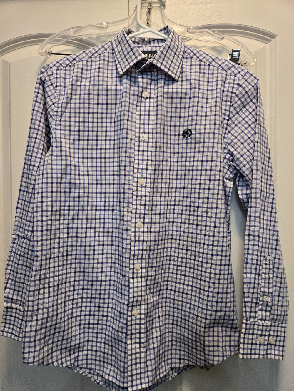 Lauren Ralph Lauren White and Blue Plaid Button-Down Shirt - Kid's